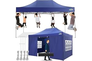 COBIZI Carpa Plegable 3x4,5 con 4 Pared Lateral,Cenadores para Jardin,Impermeable Carpa,Pergola de Jardin,Carpas para Exteriores Fiesta Camping Playa Reception(3 por 4,5m Azul Oscur)