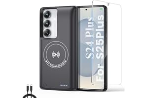 FRATERNIZE Schutzhülle mit Akku für Samsung Galaxy S25 Plus/S24 Plus, 10.000 mAh, kabellos, intelligent, tragbar, Netzteil, externer Akku, wiederaufladbares Ladegerät