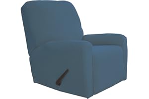 Easy-Going Recliner Stretch Sofa Slipcover Sofa Cover 4-Pieces Furniture Protector Couch Soft with Elastic Bottom Polyester Spandex Jacquard Fabric Small Checks(Recliner,Bluestone)