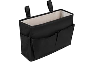 NZWBSHSSP Bedside Hanging Storage Baskets Bed Pockets Large Multifunctional Bedside Organizer with Side Pockets for Home School College Dormitory Bunk Bed Clutter Sorting Magazine Book Storage Bag(Black)