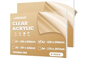 Langaelex 2 Pezzi Plexiglass Trasparente A2 (420 x 594 mm) - 3 mm Lastra Plexiglass per Taglio Laser, Cartello di Benvenuto per Matrimonio, Sostituzione del Vetro