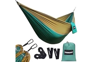 Tarent Hängematte Outdoor Ultraleicht mit Seilabdeckungen, 300kg Tragkraft Hammock (270x140 cm), Atmungsaktiver, Schnell Trocknender Nylon Fallschirm, Hängematten, Camping Zubehör