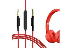 GEEKRIA Audio Cable with Mic Compatible with Beats Solo 4, Studio Pro, Studio3 Headphones Cable, 1/8" (3.5mm) to 3.5mm Replacement Stereo Cord with Inline Microphone and Volume Control (4ft/1.2m)