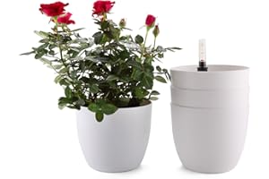 T4u Auto Riego Plantador Blanco 15CM Ronda Paquete de 4, Planta Maceta Cajas para Interiores Al Aire Libre Jardines de Windowsill Idea Regalo para Cumpleaños y Boda y Navidad
