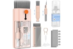 CleaniKu Tastatur Reinigungsset, 12 in 1 Laptop Reinigungsset, Tastatur Reiniger Reinigung, Screen Keyboard Cleaner mit Bürste, Tastaturreiniger für iPhone, Handy, MacBook, PC, Computer, Kamera, rosa