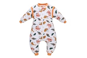 AMO NENES Śpiwór niemowlęcy, śpiwór z nogawkami, 2,5 TOG, śpiwór niemowlęcy, bawełna ekologiczna, bardzo miękka piżama dla chłopców i dziewczynek, biały, 90