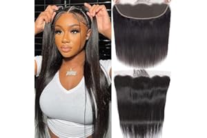 DUAUJUIU Lace Frontal 13x4 Straight HD Transparent Lace Closures Human Hair Frontal Closure Pre Plucked with Natural Hairline Free Part Ear to Ear Brazilian Hair for Women 20 Inch