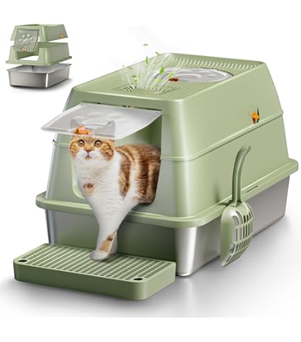 XXL Katzentoilette Aus Edelstahl | 66 X 45,7 X 30,5 Cm, Hohe Seiten | Für Große & Mehrere Katzen, Anti-auslauf