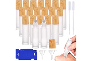 SUNOYA Roll On Vuoto per Oli Essenziali, 20 Pezzi Rollon Vetro 10 ml, Roll On Vuoto con Sfere in Acciaio Inox Contenitore Ricaricabile per Oli Essenziali Aromaterapia