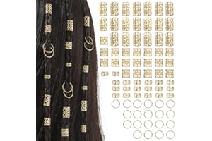 DWFEYOI Gioielli Dreadlocks Trecce Clip, 80pcs Dreadlock Perline Clip a Spirale,Capelli Treccia,Accessori Decorazione,Per Uomini e Donne(Oro)