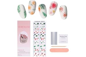 EBANKU Cured Gel Nail Strips, Gel Nail Strips Long Lasting Waterproof Real Nail Polish Strips Wraps Stickers with Cuticle Stick, Nail File, Nail Wipes & Sealing(UV/LED Lamp Required)