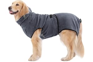 PETTOM Peignoir Chien Super Absorbant, Serviette Chiens Séchage Rapide en Microfibre pour Bain Plage Pluie (Gris, L)