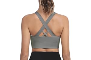 Leversic Sujetador Deportivo de Iimpacto Medio para Mujer Sin Aros con Relleno Extraíble con Espalda Cruzada para Yoga