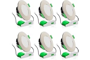 ‎ALUSSO ALUSSO LED Einbaustrahler 230V Dimmbar LED Spots Flach 8W IP44 Bad Einbauleuchten Deckenspots Deckenstrahler, Warmweiß 3000K Neutralweiß 4000K Kaltweiß 5700K Einbauspots für Badezimmer Küche, 6er Set