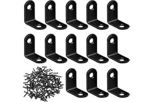 Zydiwo 25 Pezzi Staffe Angolari in Acciaio Inox con 50 Viti 30x30mm Squadretta di Giunzione Angolare Angolari Metallo per Tavolo Armadietto Sedia (Nero-30mm)