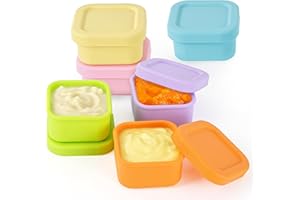 Budding Bear Contenitori Alimenti in Silicone per Pappa (6 Pezzi) - Contenitori con Coperchio Tenuta Stagna Riutilizzabili - Per Microonde, Congelatore e Lavastoviglie - Senza BPA - 7 x 8 x 4,3 cm