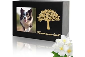 DiDiBirDi Pet Urns for Dog or Cat Personalized Photo Frame and Memorial Tree Design Ashes Wooden Pet Ashes Casket for Cat or Dog Memory Box （25kg）