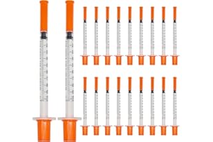 SOETDERT 20 sztuk strzykawek 1 ml/cc, akcesoria laboratoryjne z głowicą, pakowane pojedynczo, plastikowe strzykawki, uniwersalne narzędzia pomiarowe, strzykawka do karmienia zwierząt domowych, nawadniania