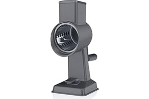 Zyliss Rotary Cheese Grater, Professional Aluminium Grater with Handle, Stainless Steel Drum Blade Ideal for Grating Cheese, Vegetables, Chocolate, Nuts, Non-Slip Suction Foot and Table Clamp