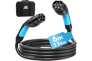 ‎EVDANCE Typ 2 Ladekabel, 6m 16A 3 Phasig Typ 2 Ladekabel 11kW mit Tasche für EV Elektroautos-Ladekabel Typ 2 für E Auto EV/PHEV-Ladekabel E Auto- Ladekabel Elektroauto Typ 2 kompatibel mit jedem Elektroauto