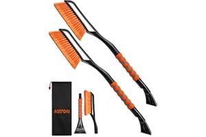 ‎ASTROAI AstroAI Eiskratzer Auto mit Besen Schneebesen Abnehmbarer 68CM Lang mit große Kante Borsten & Ergonomischem Schaumstoffgriff & Langlebiger Scheibenkratzer lackschonend für Auto, 2 Pack