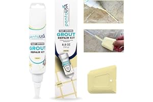 PENTA USA KITCHEN & BATH ALL FAUCETS-ACCESSORIES PentaUSA Tile Grout Repair Kit - 8.8 oz Cream Color Premix Grout Paint Tube with Applicator Spatula - Restore and Renew Tile Joints, Easy to Use, Fast Drying Odorless Formula (Cream 8.8oz - 250gr)