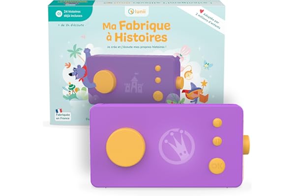 Lunii - Ma Fabrique à Histoires Violette + 2h30 d'histoires à Composer incluses à télécharger, Boîte à Histoires Interactive pour Enfants de 3 à 8 Ans - Conteuse fabriquée en France