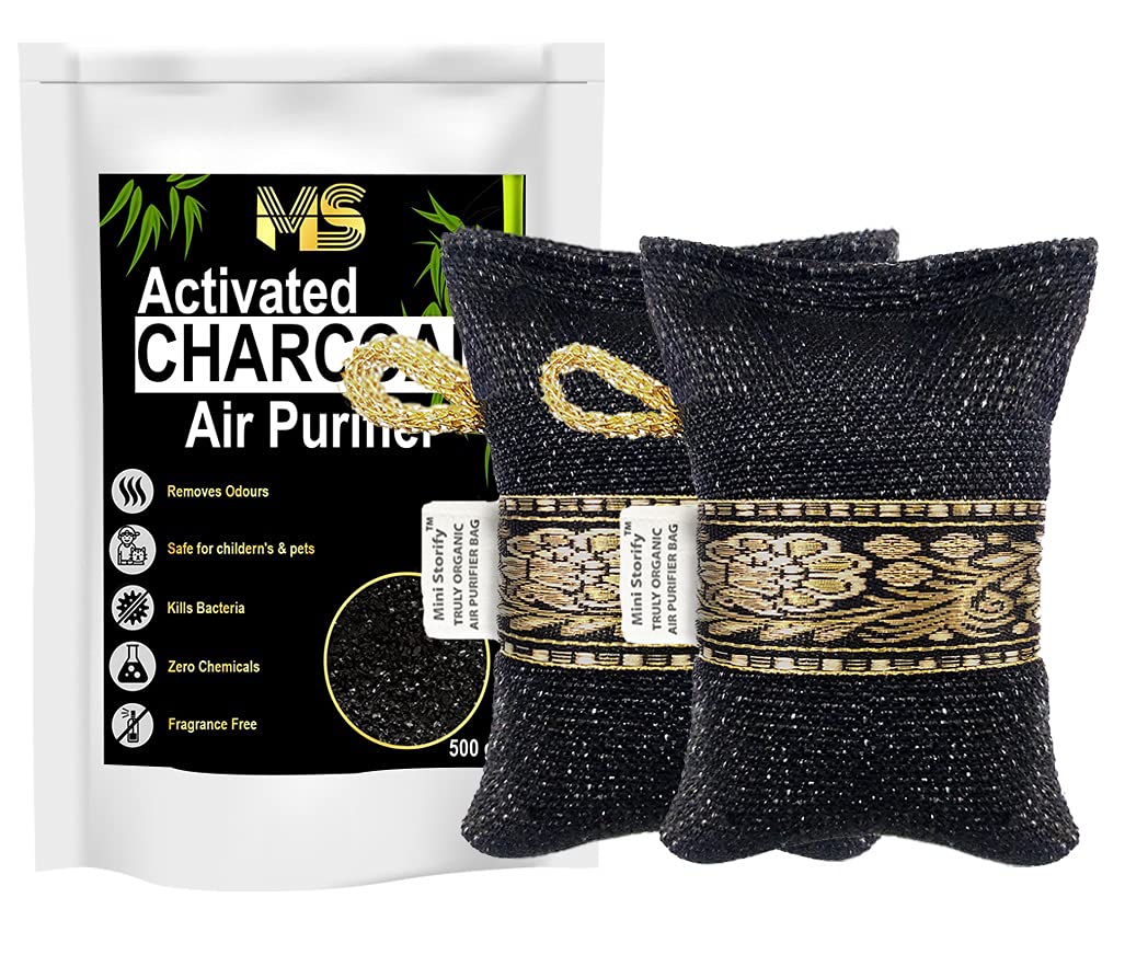 Mini Storify – Non Electric Activated Charcoal Air Purifier Bag | Pack of 2 | 500g x 2 – Natural Odor Remover and Deodorizer 