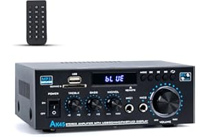 NEOHIPO Bluetooth Amplifier, Stereo home Audio Amplifier, 250Wx2 Home Dual Channel Bluetooth 5.0 Amplifier, Home Audio Amp with Remote Control, MIC, FM, USB, SD Card for Home Theater System (AK45 Pro)