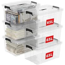 Lot De 4 Boîtes De Rangement Empilables Cetomo - 15 Litres, Noir Et Jaune - Avec Couvercle à Verrouillage Et Poignée - Pour Outils, Garage, Maison