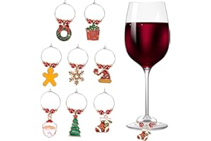 Heveer Encantos de Copa de Vino de Navidad Colgantes para Copas de Vino Marcadores de Vasos para Navidad Vino Cócteles Champán 8 Piezas