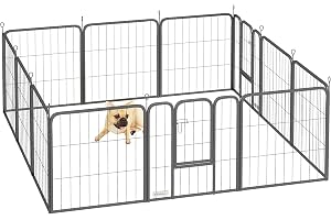 PawHut Hundpark, modulär och hopfällbar hundstuga med 12 paneler, bärbar stålstuga 60H cm med 2 dörrar, hundstuga för små hundar, inomhus och utomhus