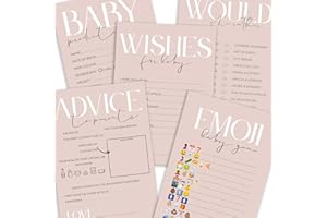 The Little Party Company Baby Shower Games - Blush Pink Theme Game Bundle Pack 10 Players - 5 Games in 1 pack - Baby Shower Games- Pink Minimal Design (BlushPinkBS5in1)…