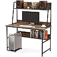 Mecor Computer Desk Study Writing Table for Home Office ，Modern Writing Study Desk with Storage Bookshelf and CPU Stand for Small Spaces, PC Laptop Table Eesk Workstation for Home Office