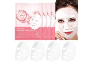 QLIGES Maschere Viso al Collagene 4pcs, Maschere Viso Coreane, Maschera per il viso Maschera per il Trattamento Notturno Della Pelle for Lenire, Riparare, Deep Hydration