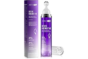 CIAIPLW Augenseren mit 8% Koffein 8% Retinol Hyaluronsäure Niacinamid Peptide für Geschwollene Augensäcke Dunkle Kreise Falten und Feine Linien, Unter Augencreme mit 360° Augenroller-Massageball,15ML