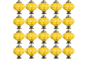 ZESLIV 20 Pezzi Pomelli per Cassetti bambini con Viti 33mm giallo Pomolo tondo per mobili in ceramica zucca