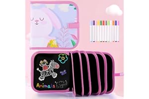 Smyidel Abwischbares Malbuch für Kinder, Graffiti Zeichenbrett, Graffiti Buch,Wiederverwenderbar, Tragbar, Abwischbar,mit 12 Farbstifte 14 Seiten