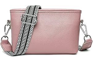Crossbody Bag Damen Breitem Gurt Umhängetasche Kleine, Leder Schultertasche Moderne Handtasche Stylish Bauchtasche mit Abnehmbarer Schultergurt, Handytasche mit Geldbörse zum Umhängen Rosa