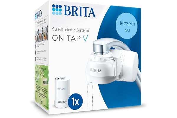 BRITA ON TAP V Vattenfiltersystem, inkluderar 1 patron: hållbart och smakfullt vatten direkt från kranen, minskar mikropartiklar, PFAS, metaller och smakpåverkande ämnen.