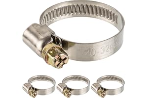 YOUR DAY MATE Colliers de serrage professionnels avec entraînement par vis sans fin, plage de serrage 20-32 mm, paquet de 4, en acier W2, avec évidement transversal, largeur de bande 9 mm, connexion fixe