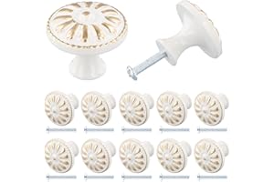 Jinlaili 10PCS Vintage Pomelli per Porta, 35MM Retro Pomolo per Mobile, Pomelli per Mobili, Maniglia per Armadietto, Manopole per Mobili da Cucina, Pomelli per Cassetti, Armadio Cassetto (B-Bianca)