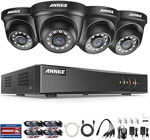 ANNKE 8CH Überwachungskamera System mit 5MP DVR und 4 x 1080P Wetterfest HD-Kamera Außen ohne Festplatte 1080P Dome Überwachungskamera Set Bewegungsmelder IR Nachtsicht