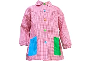 Various Vestaglia scolastica per bambini con nome personalizzato Babi scuola per asilo e scuola quadrata con botoens multicolore