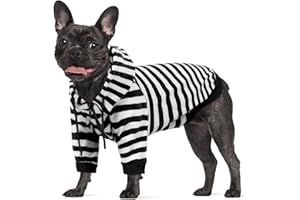 Lelepet Dog Hoodie Striped Shirt, Zip-Up Dog Sweatshirt, Breathable Pet Hoody Hooded Pullover for Large Dogs, Soft Puppy Clothing Outdoor Jumper, Black 2XL