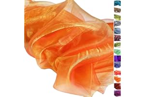 TOLKO 1m Organza Stoffe zum Nähen Meterware | Hauch Zart, Fein, Durchsichtig | zum Dekorieren Basteln 145cm breit | leichter Glanz Stoff für Gardine Vorhänge Tischdecken Deko Schals (Rot Orange)