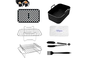 LMYDIDO Airfryer Zubehör Dual Zone Heißluftfritteuse Zubehör 7-Teiliges Set Airfryer Zubehör kompatibel mit Ninja Foodi AF300EU, AF400EU, Innsky 8L, Princess 182074, Emerio 9L, Doppel Airfryer 7,6L-9,6L