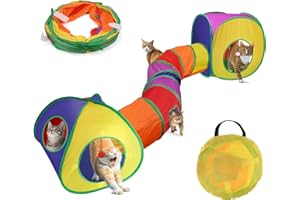 SWAWIS Pieghevole Tunnel Set per Gatti, 3 in 1 Giocattolo per gatti Tunnel Tenda Cubi per Gatti con Borsa, Giocattolo Interattivo per Gatti per Gattini Cuccioli e Conigli