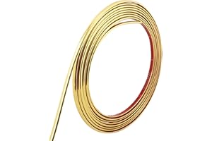 TRIMOLD Moldura autoadhesiva, diseño de borde de espejo flexible, moldura para bordes de pared, techo, suelo, armario y azulejos (5 m x 8mm, Oro)
