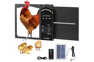 Automatische Hühnerklappe, Shulltji Hühnerklappe Solar mit Zeitschaltuhr, Fernbedienung, Lichtsensor, LCD Bildschirm, Seitlich Öffnende Automatische Hühnertür, Automatischer Türöffner Hühnerstall
